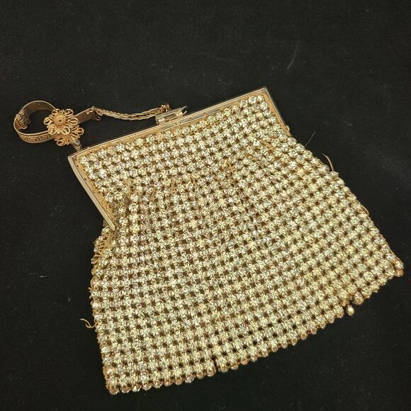 Retro Silver Rhinestone Purse Handbag, 1940s Glam Clutch - Restoration Project - Picture 1 of 8